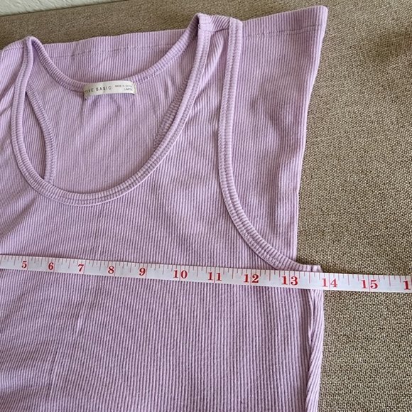 Active Basic Women's Ribbed Lilac Tank Top Like New - Picture 6 of 7